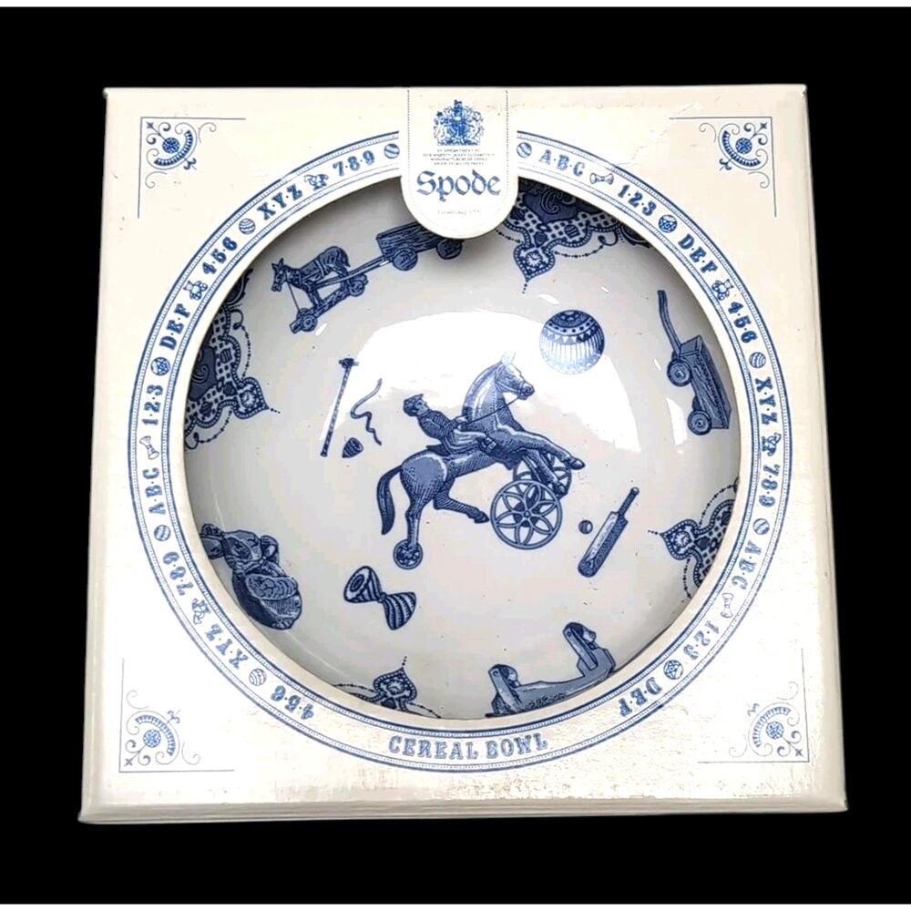 VTG Spode Edwardian Child Collection Cereal Bowl White/Blue England Original Box